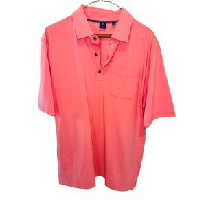 FootJoy Lisle Weather Print Self Collar Polo Pink Peach Golf Shirt Casual Top